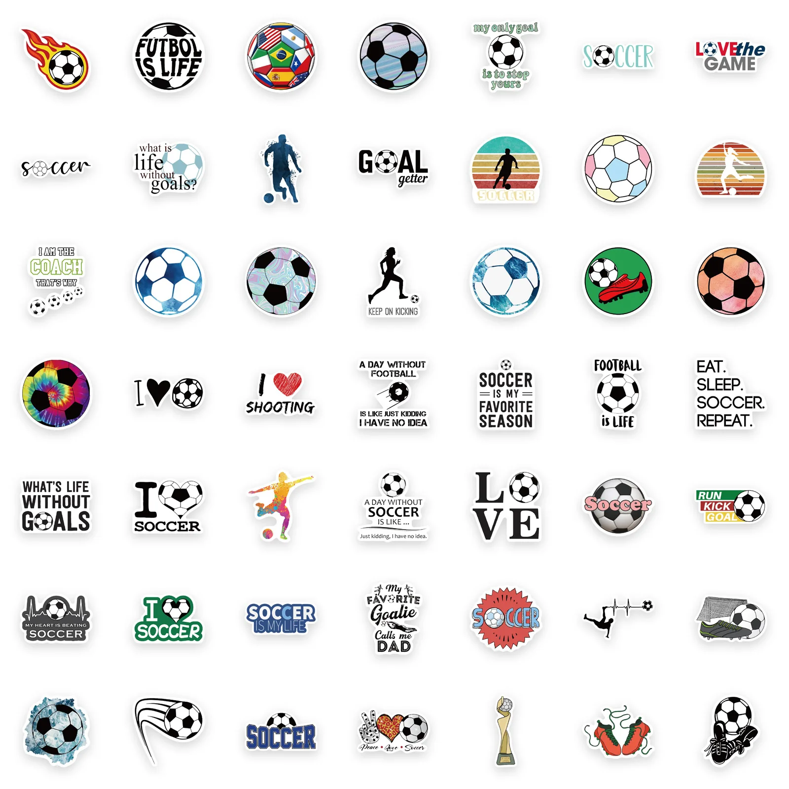 Soccer Stickers No-Duplicate Balls Stickers Waterproof Kids Decorative Stickers