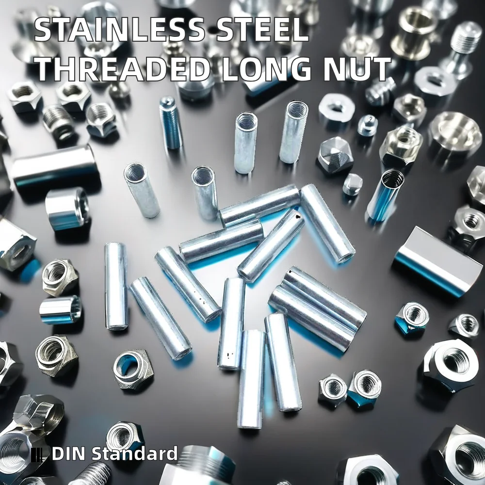 Stainless Steel Threaded Sleeve Rod Bar Stud Long round Connect Nut with High Visibility