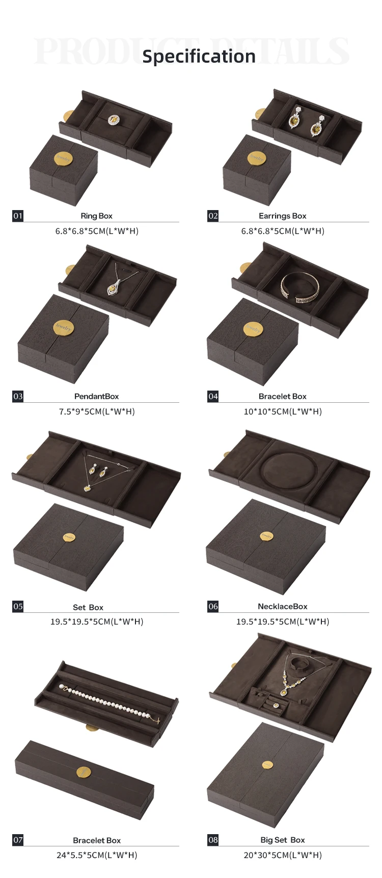 HLB Factory high end jewelry boxes cardboard jewellery box packaging cardboard double door jewelry box