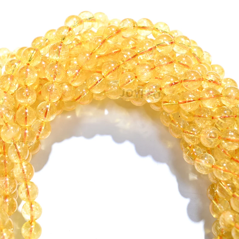 Wholesale Special 4mm 6mm 8mm 10mm Round Loose Stone Beads Yellow Natural Stone For Jewelry Making DIY Crafts Design