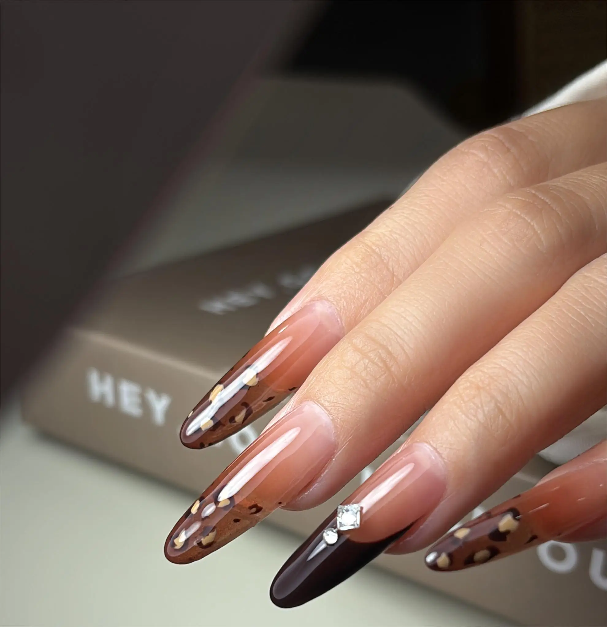 DIY Leopard Coffee Nail Polish French Gel Liner Nail Art Products Waterproof Nail Glue for Ladies
