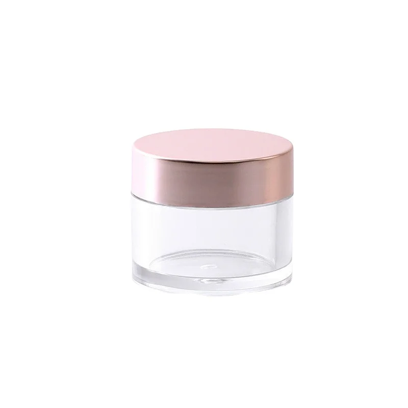 
15g petg cosmetic skin care cream jars seal with rose gold aluminum cap 