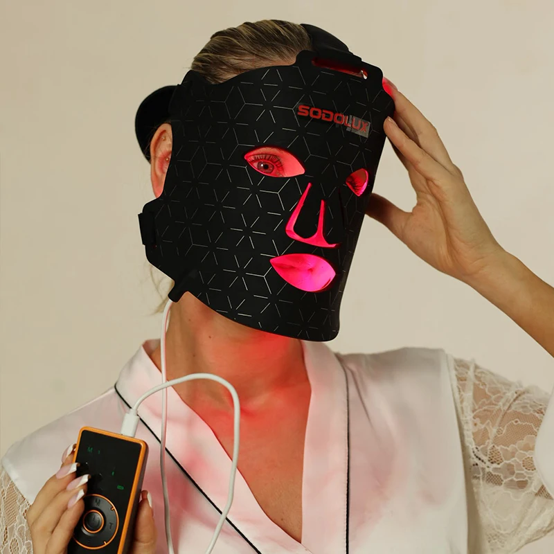 mask led red light under eye red light infrared mask 1072 nm red and blue light face mask