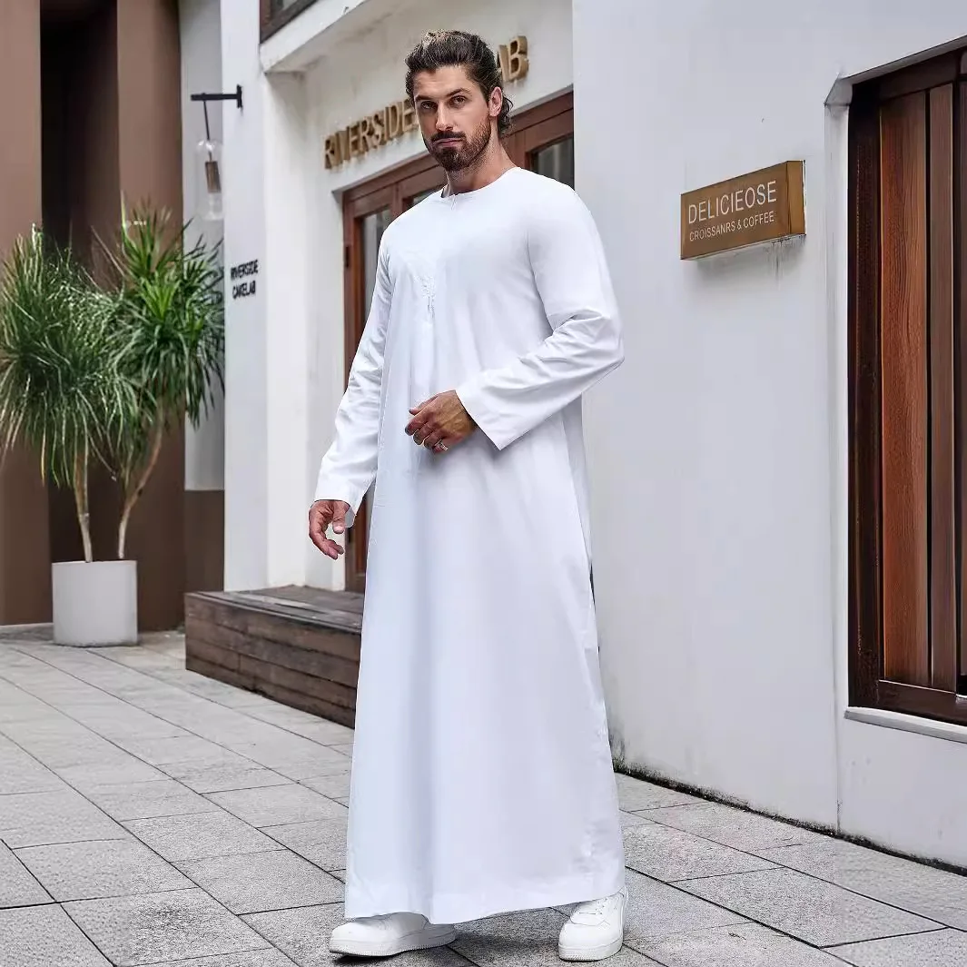 Мусульманская одежда Ramadan islamic Арабская Малазийская Мужская свободная Однотонная рубашка-халат