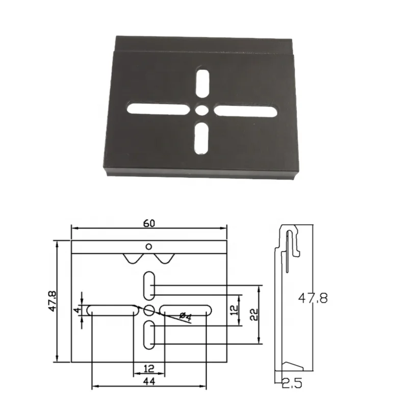 Aluminum alloy 60 wide waist hole standard guide rail buckle Metal guide rail buckle Aluminum alloy guide rail buckle