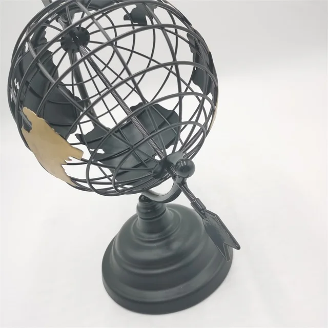 
World 31*16*26 black gold office table metal accessories globe for home decoration 