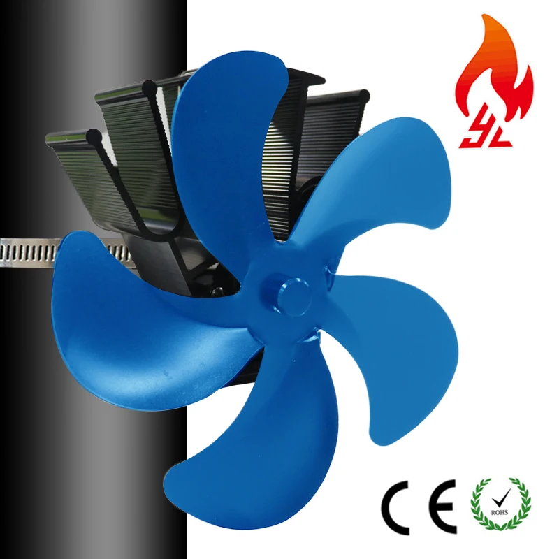 5 Blades Stove Fan Heat Powered Fireplace Fan Hanging on Chimney Pipe,Hot sell on Amazon ebay wish pipe stove fan