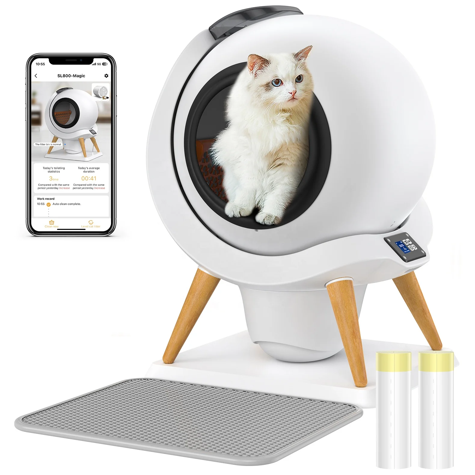 Automatic Cat Litter Box With App Control Smart Self Cleaning Cat Toilet For Multiple Cats Global Version HONEY GUARDIAN