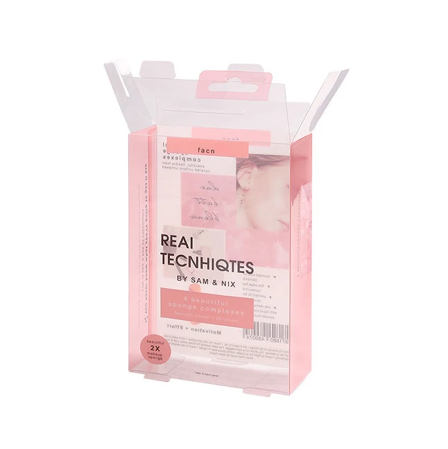 Custom Recyclable PVC PET Blister Packaging Box Beauty Cosmetics Lipstick Makeup Puff Sponge Plastic Boxes for Hardware Goods