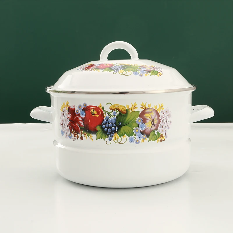 2023 New design high-capacity kitchen accessories sets 4-pcs set cast iron enamel casserole pot set with decals