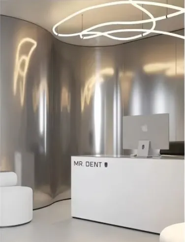 5mm Silver Metal Surface Bamboo Fiberboard Waterproof PVC Wall Panel WPC Wallboard for Hotel & Office 3D Wall Design