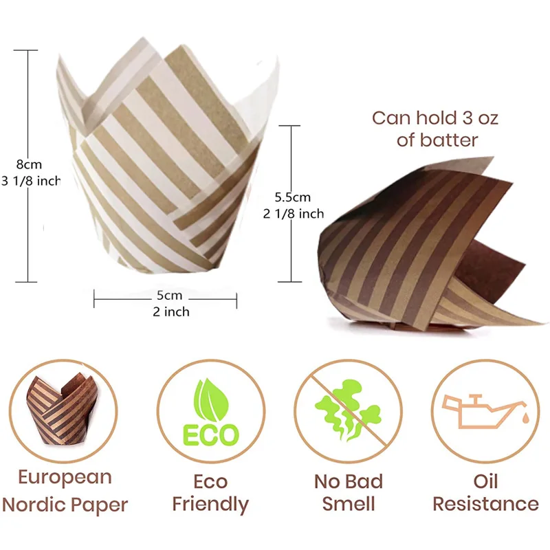 tulip cupcake baking homemade tulip shape muffin cupcake paper cupcake liner cup paper stripe pattern