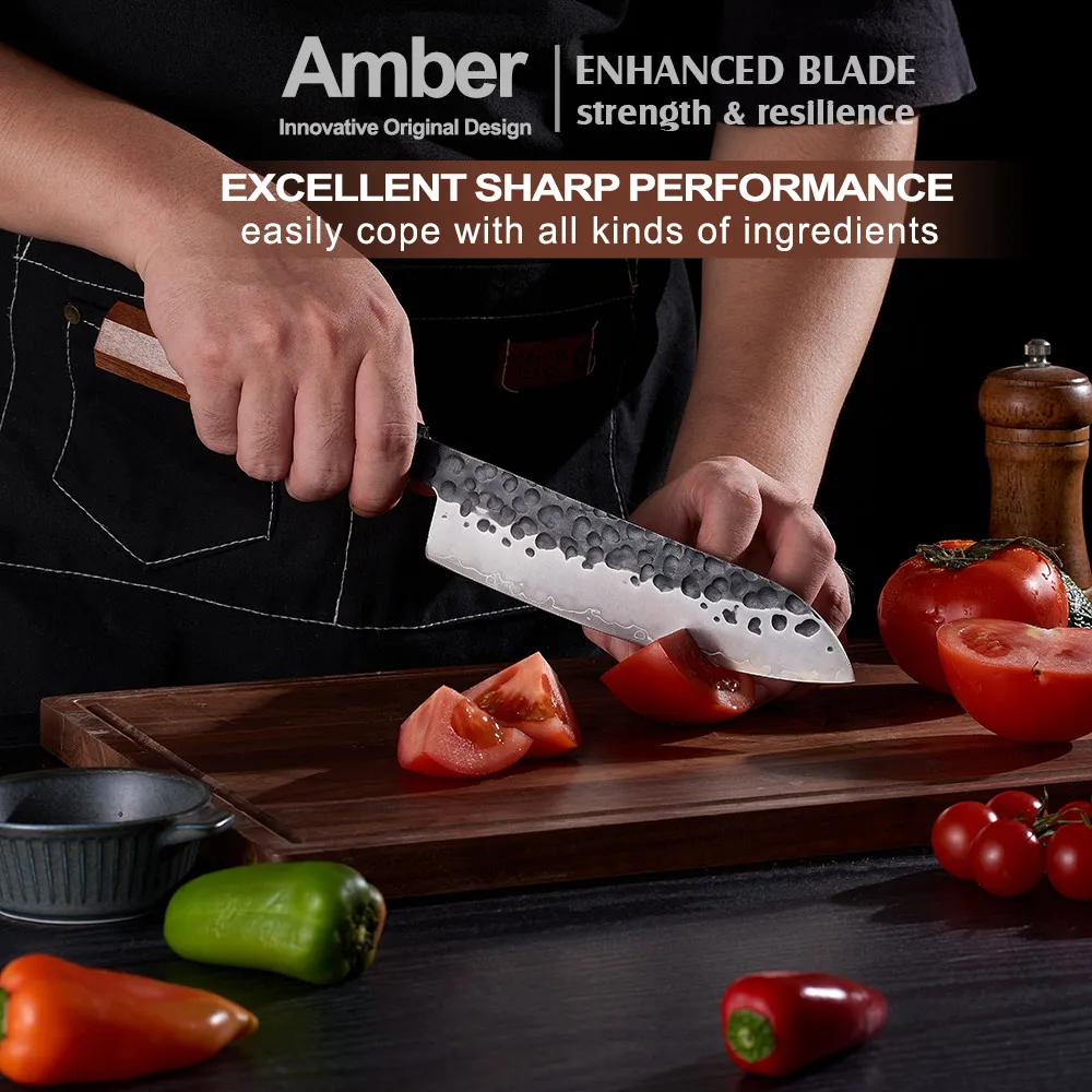 7inch high carbon steel black blade Wooden handle kitchen knives japanese professional kitchen knives santoku