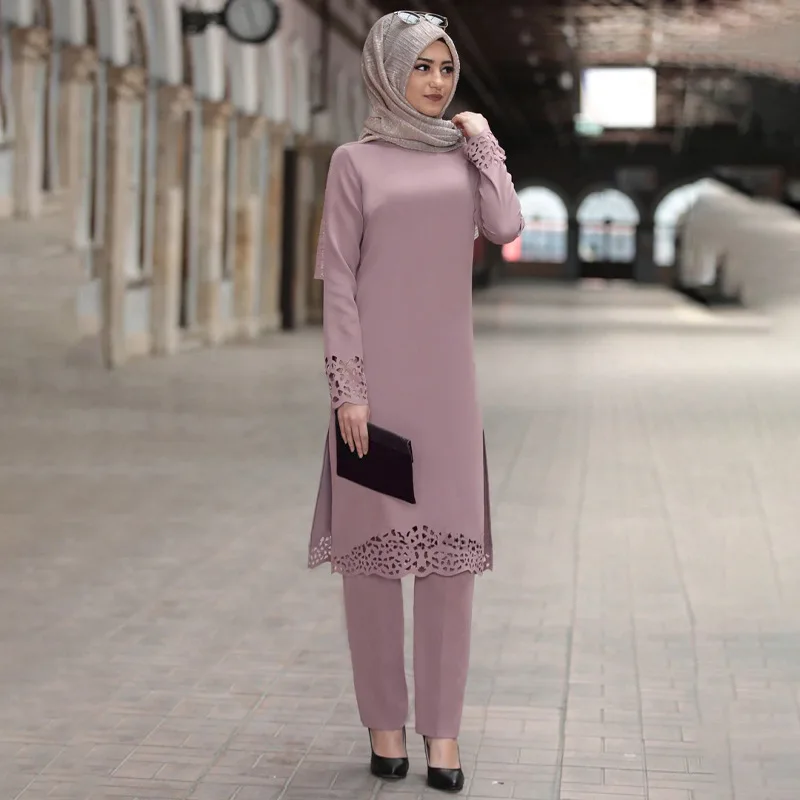 Muslim Women Suit Abaya Two-piece Middle East Clothing Ladies Long Skirt Plus Size Fashion Middle East