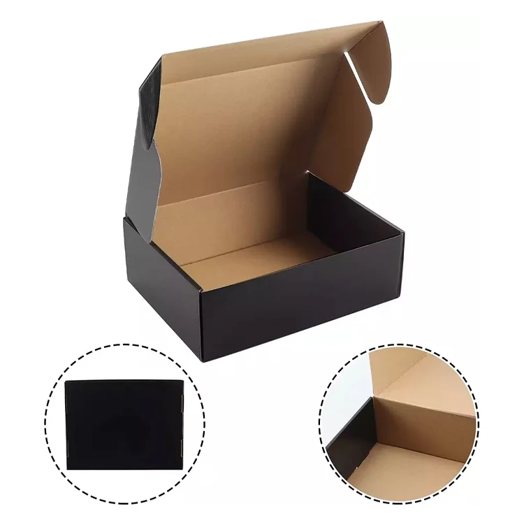 12x9x4 Corrugated Cardboard Black Folding Shipping Boxes for Packaging Small Business