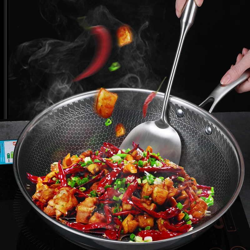 Promo Amazon cookware 304 stainless steel non-stick wok