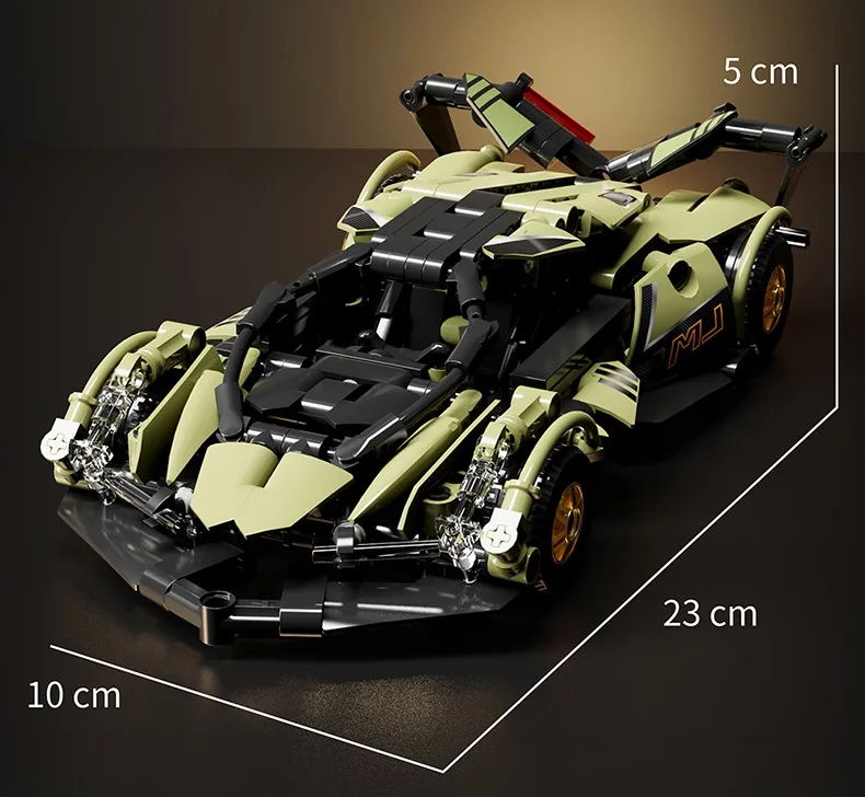 MJI 8902 1:20 503pcs V12 High-Tech Apollo S9 Assembling DIY Luxury Sport Racing Car Building Block ABS Sets Children Gift Toys