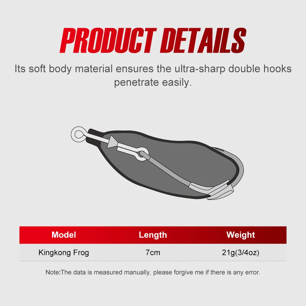 Noeby Topwater Silicone Soft Rubber Walking Frog Lure Toad Snakehead Hollow Body Soft Baits Wobblers Artificial Insect Soft Lure