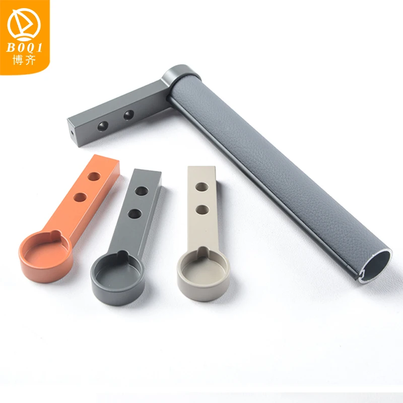 Clothes Rails Custom Round Leather Wardrobe Tube silent non-slip wardrobe rod Wall Mounted Clothes Hanging Rail Closet Rod