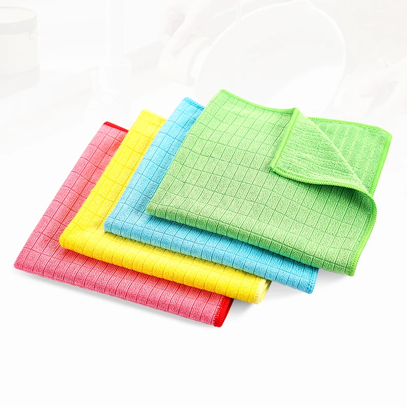 Custom Microfiber Cleaning Cloth Weft knitting checked structure Microfiber Car Cleaning Cloths Multi Purpose Cloth Cleaning