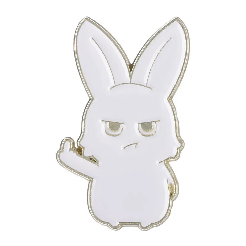 Middle Finger Animal Black Cat Mushroom Fox Rabbit Piece Badge Costume Accessory Lapel Pin Badge