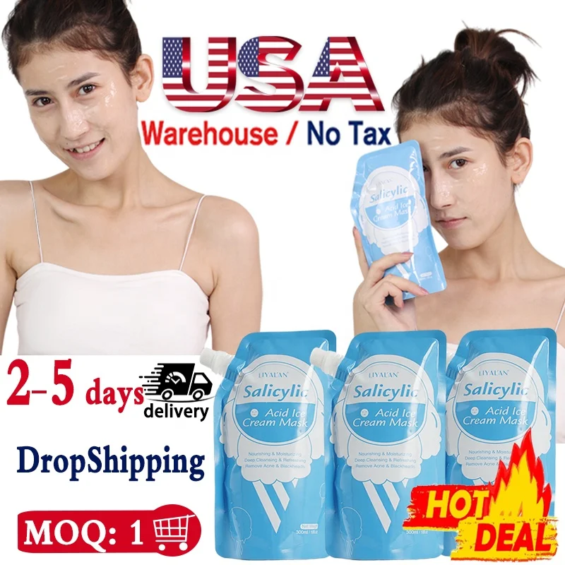 Private Label Organic Beauty Products Pure Natural Face Moisturizing Anti Acne Salicyclic Acid Ice Cream Facial Mask