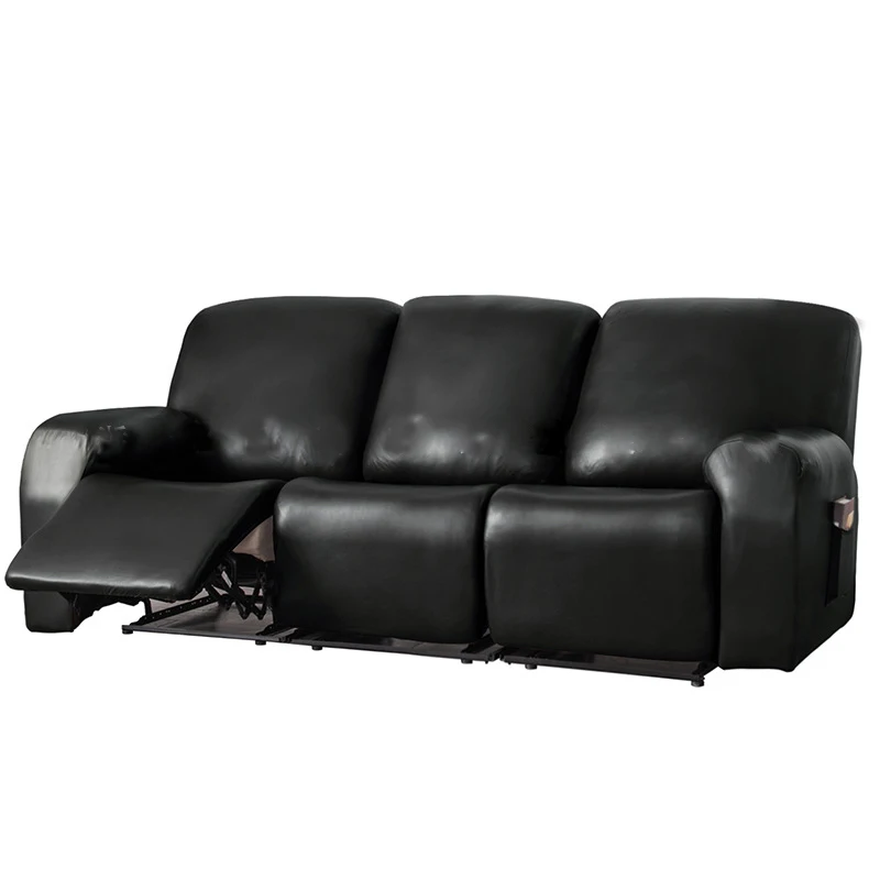 Stretch PU split waterproof leather home recliner sofa cover  for 3 2 1 seater couches