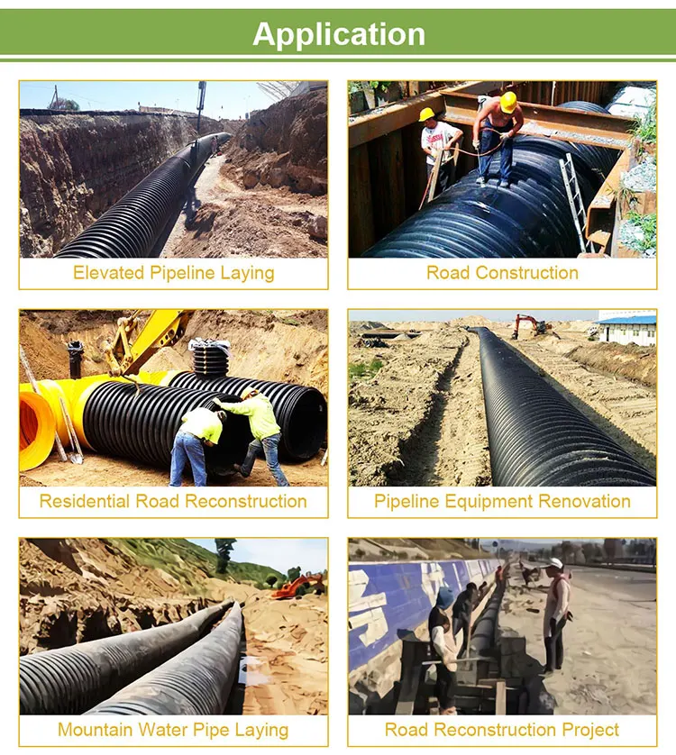 6 дюймов Hdpe на стальном браслете с проволокого einforced сетки скрученных спиралью спираль гофрированные канализационные трубы замотки стены полости большого диаметра