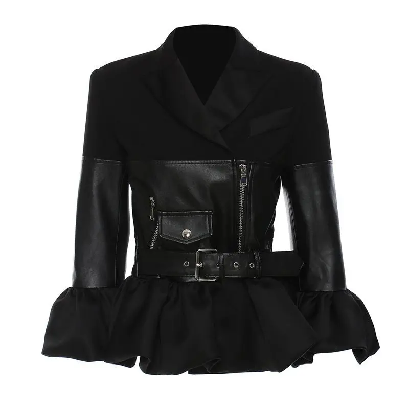 High quality wholesale autumn/winter locomotive flounces spliced heavy jacket