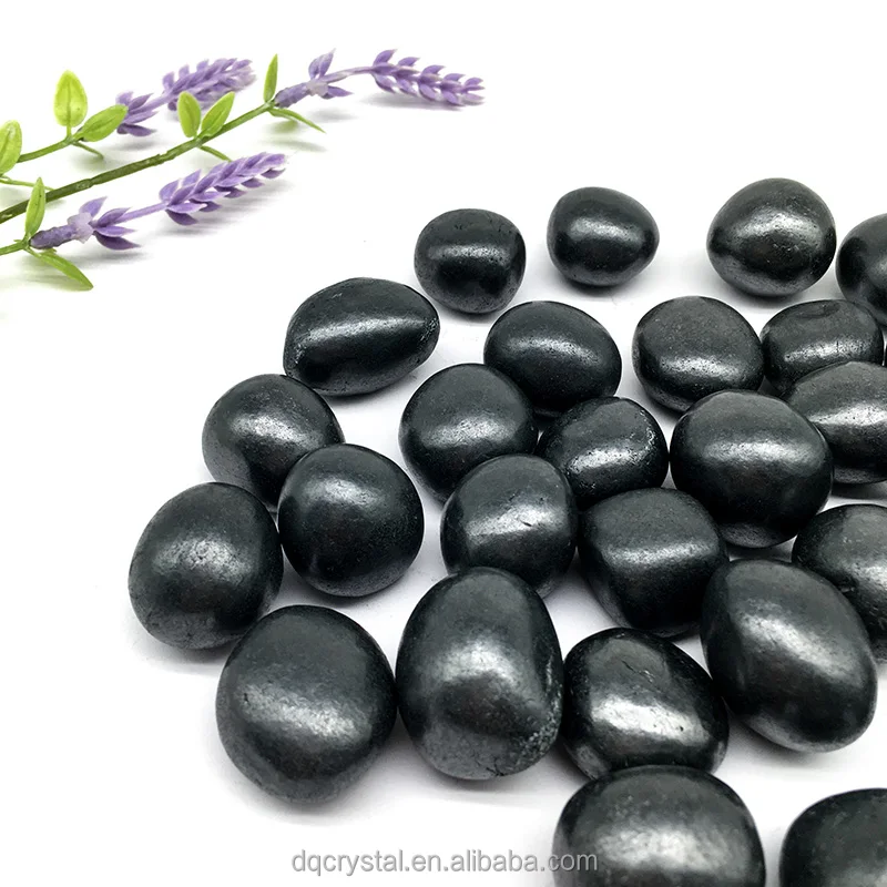 Wholesale Polished Round stone shungite Tumbled crystal  gemstone for fengshui home decoration