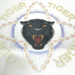 Lucky  Wholesale iron on  transfer spangle hotfix motif tiger design for T-shirt accessories