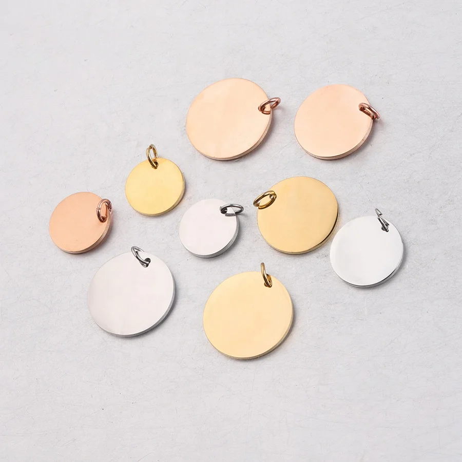 R.Gem. Flat Blank Round Pendants Stamping Tags Engravable Coin Disc Plate Jewelry Findings & Components