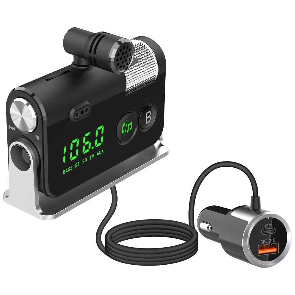 Новинка Зарядное устройство USB PD/QC3.0 подключение направленного микрофона FM-передатчик Bluetooth Автомобильный MP3-плеер Громкая связь