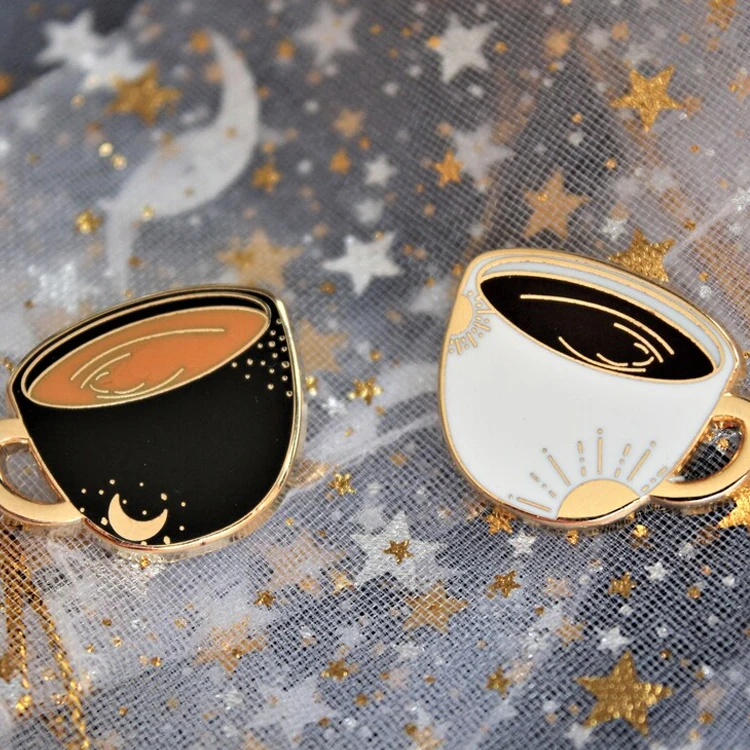 Custom Casual Cartoon Anime Lapel Pin Badge Manufacturer Coffee Cup Cute Custom Metal Made Hard Enamel Pin