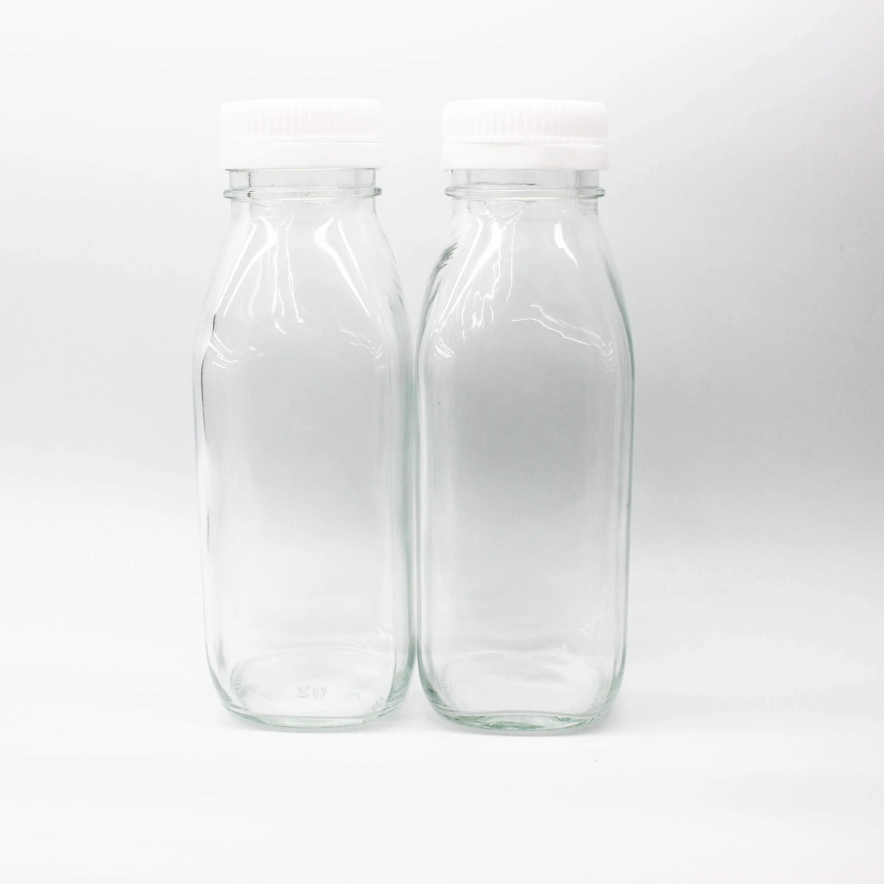 300ml empty Clear glass milk bottle Fruit juice beverage bottle glass drink bottle With Plastic anti-theft cover