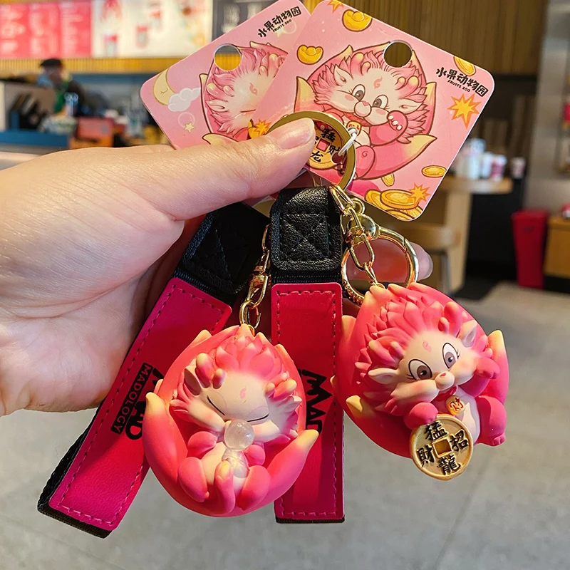 Baimao High quality wholesale New Year cartoon pitaya key chain creative dragon baby resin key chain New Year gift