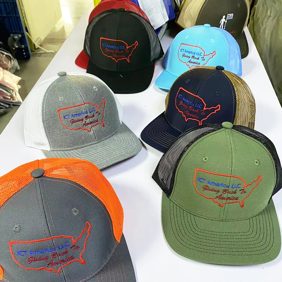 Custom Hat Embroidery Snapback Hats Gorras Leather Patch Richardson 5 Panel Yupoong Trucker Hat