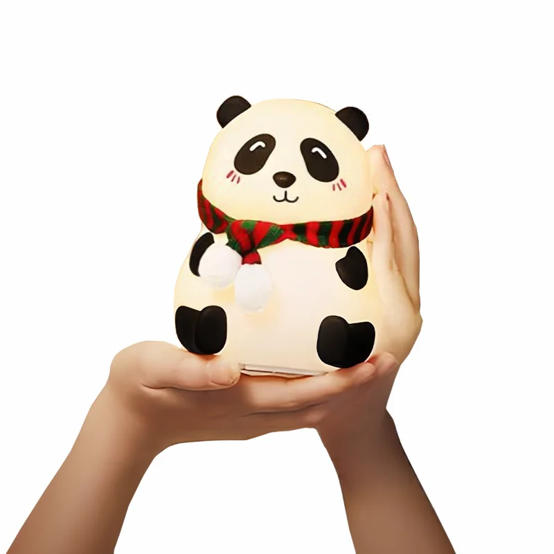 Cute Cartoon Silicone Panda Lamp USB Touch Sensor Colorful Light Bedroom Bedside Night Light for Children Kids