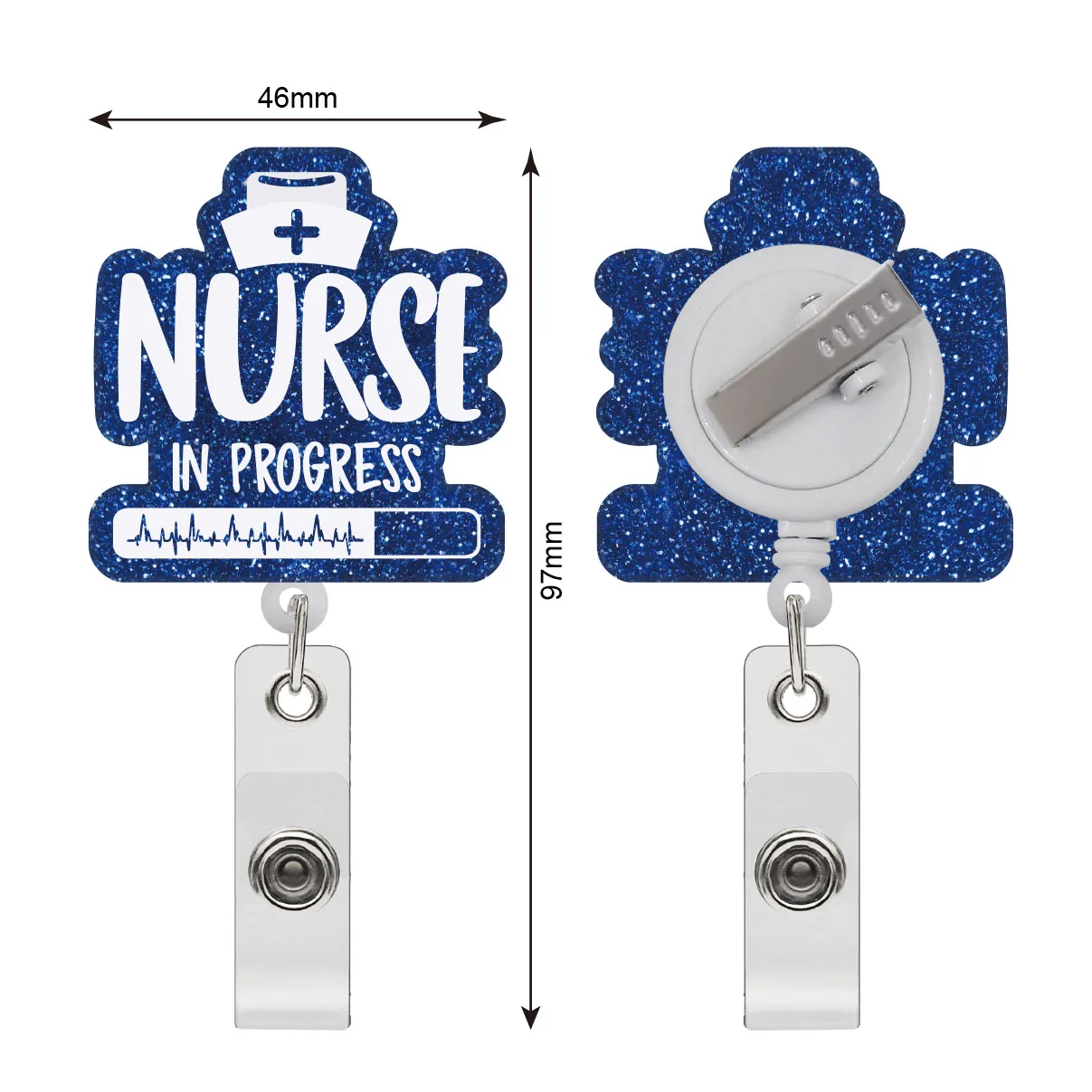 New RTS Bling Nurse in Progress Badge Reel Retractable Bling Teacher and professor Badge Reels Nures