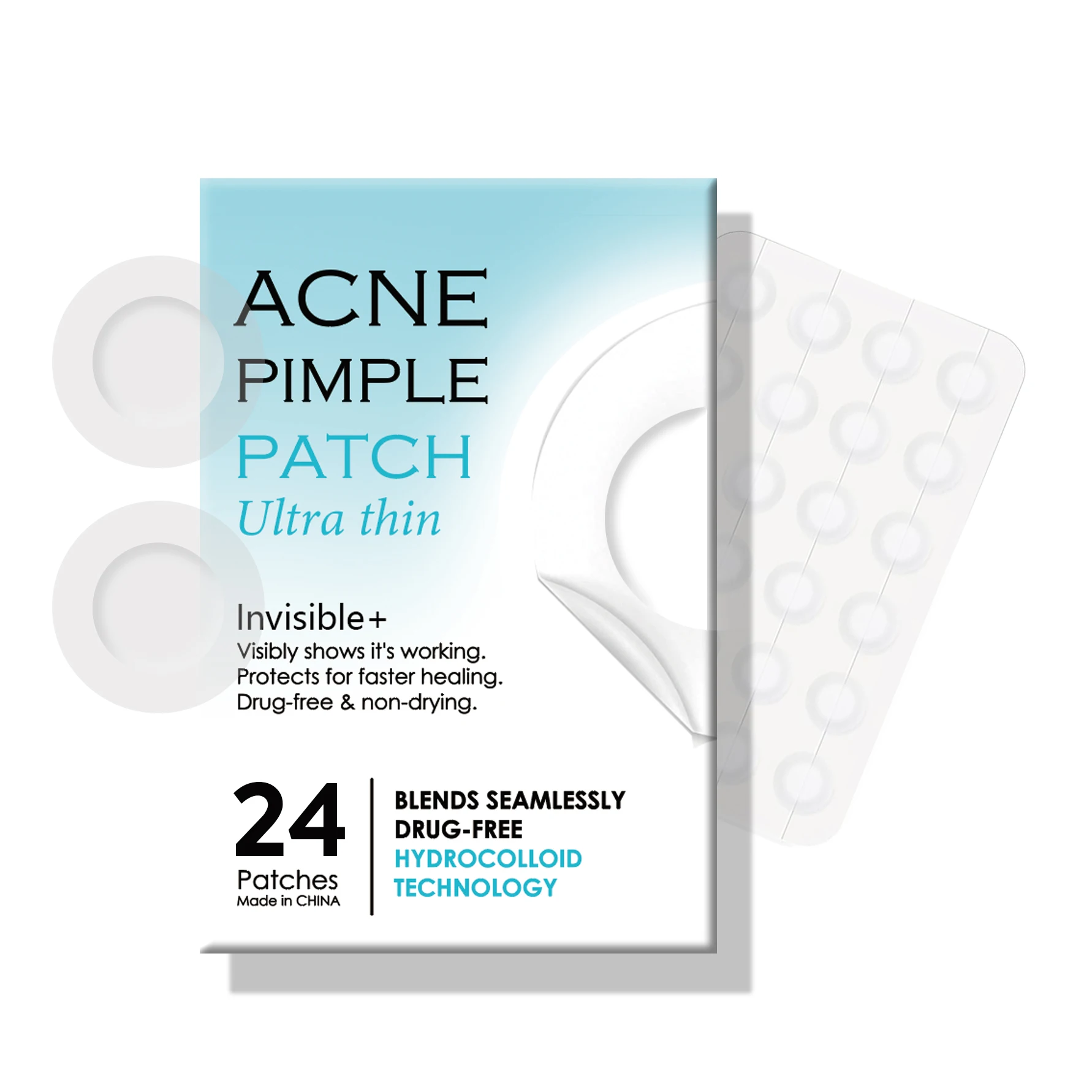 Thin Edge Acne Pimple Patches - Pack of 24 Translucent Hydrocolloid Patch Spot Treatment Zit Stickers for Face and Body