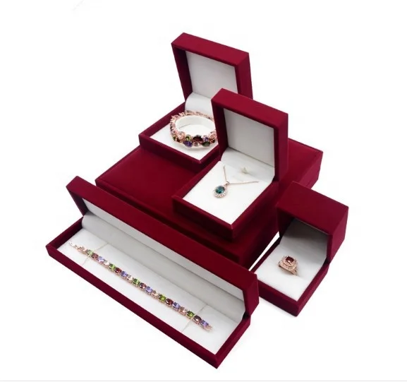 Personalized Luxury Jewelry Set Display Box Red Velvet Jewelry Storage Box with Logo