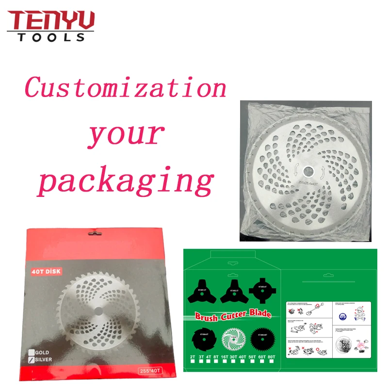 10 inch 255mm 40T 80T 2 teeth 4t 36 Teeth 3Teeth brush grass round alloy cutting machine with circular blade