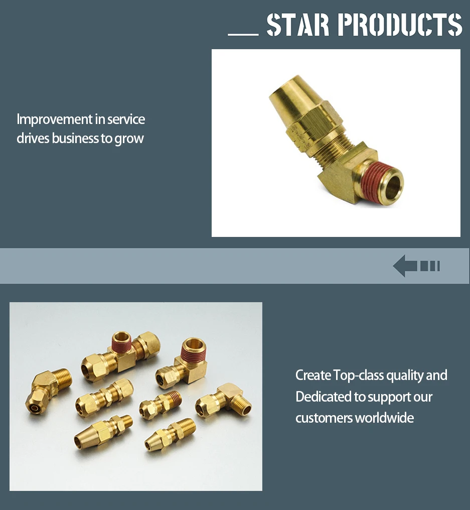 Brass Compression Fittings 45 Degree Male Elbow - NPTF Male, DOT Approved, Compatible with Copper Tubes