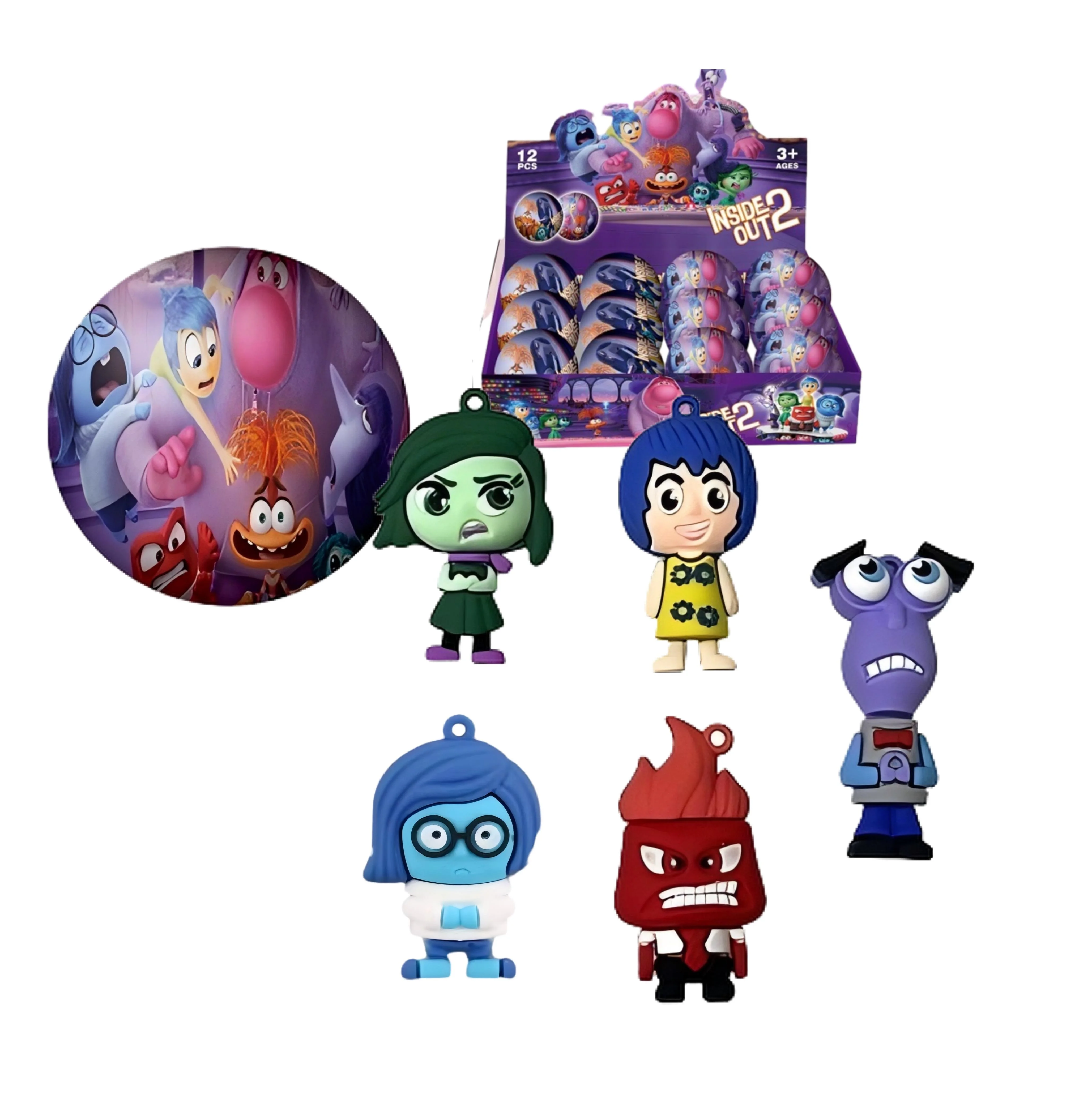 Inside out 2 figure inside out plush toys inside out keychain croc charms inside out de dibujos animados