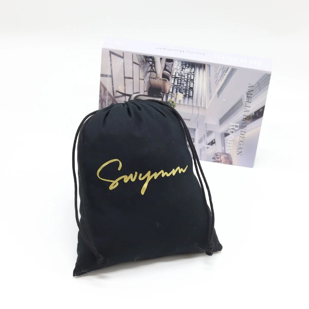 Пользовательский золотой логотип, хлопчатобумажная упаковочная сумка для детей, носков, одежды, органический подарок, шнурок, хлопчатобумажная муслиновая сумка для покупок