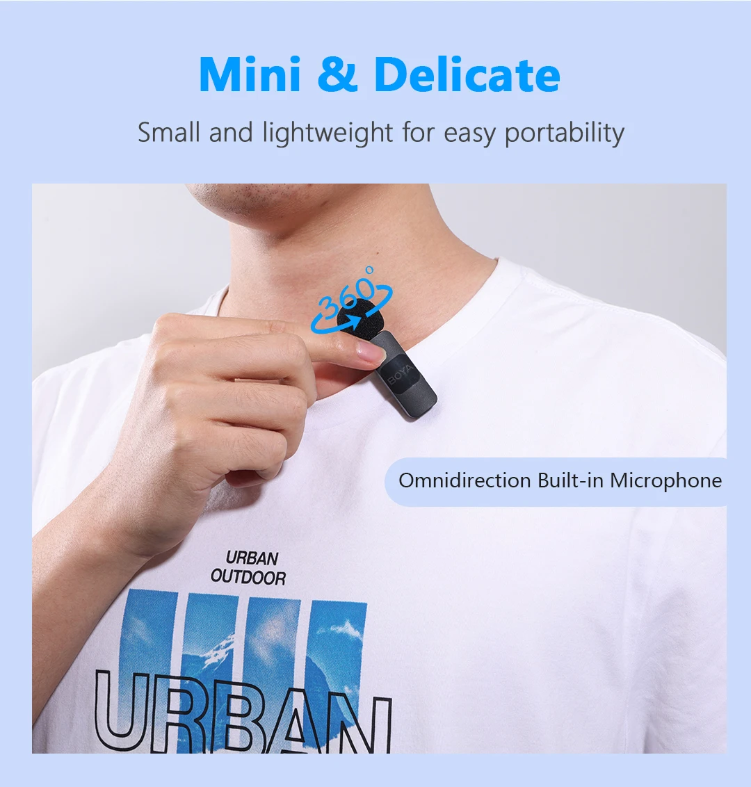 BOYA BY-V2 Video Recording Interview Live Streaming Cancellation Omnidirectional Wireless Lavalier Microphone for iPhone iPad