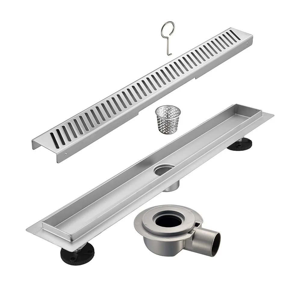 Modern 7cm Width Stainless Steel Anti-Odor Bathroom Floor Drain 24inch 36inch Strainer Bathtub 50mm Outer Factory Supply Hotels