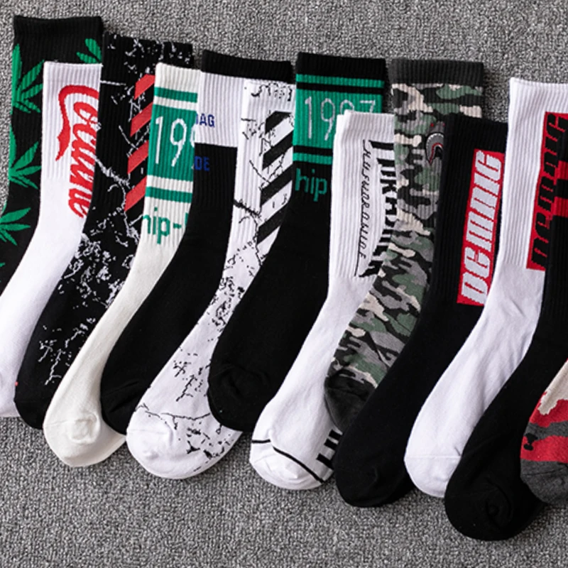 Happyslides Wholesale Fashion Novelty Black Sublimation Socks Custom Logo,cotton Happy Mens Compression Socks Calcetines Men