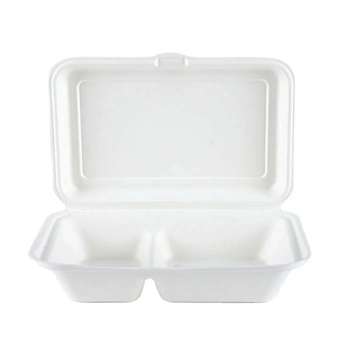 6 7 Inch Square Sugarcane Bagasse Burger Box Disposable White Hamburger Take Out Lunch Box