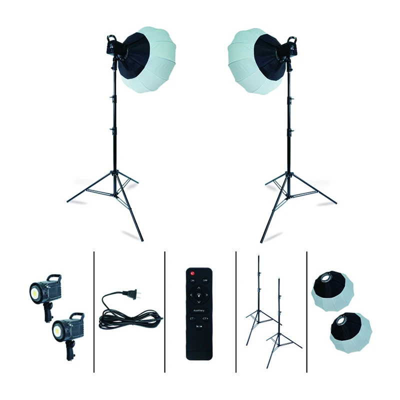 Professional 150W Photography Video Lighting Kit 65cmX65cm Spherical Softbox LED Studio Light Stand Kit